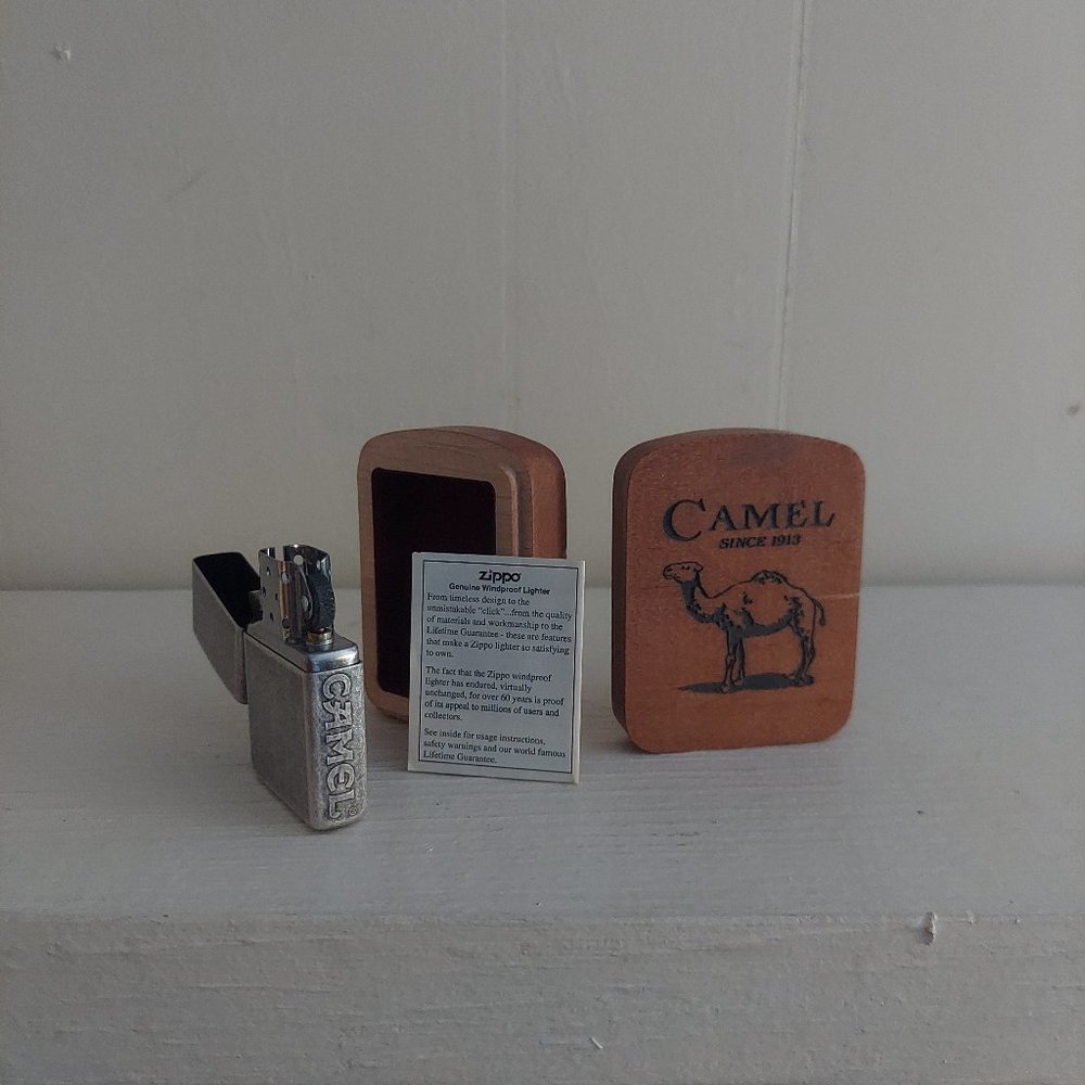 Camel Zippo with Wood Display Box and Camel Mug